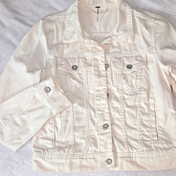 Free People Women's Rumors Denim Jacket Size S ivory - Picture 4 of 13